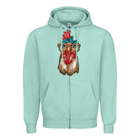 Seafoam chicken with bandana and leopard Zipper Hoodie - texasbilliewilder