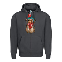 Smoke chicken with bandana and leopard Zipper Hoodie - texasbilliewilder