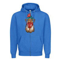 True Royal chicken with bandana and leopard Zipper Hoodie - texasbilliewilder