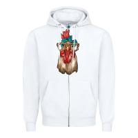 White chicken with bandana and leopard Zipper Hoodie - texasbilliewilder