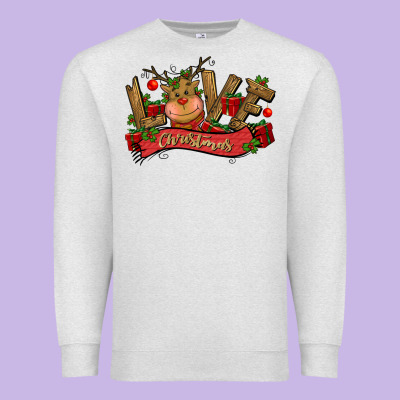 Love Christmas Reindeer Premium Sweatshirt Designed By Cowgirlartshop