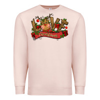 Pale Pink love christmas reindeer Premium Sweatshirt - CowGirlArtShop