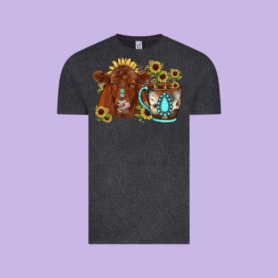 Sunflower Coffee Cup Red Angus Gemstone Vintage Tee Designed By Jahusdesignshop