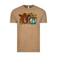 Vintage Coffee sunflower coffee cup red angus gemstone Vintage Tee - JahusDesignShop