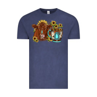 Vintage Denim sunflower coffee cup red angus gemstone Vintage Tee - JahusDesignShop
