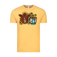 Vintage Mustard sunflower coffee cup red angus gemstone Vintage Tee - JahusDesignShop
