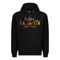 Black happy halloween trick or treat Premium Hoodie - CowGirlArtShop