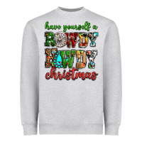 Heather Grey Have yourself a rowdy howdy Christmas Heavyweight Sweatshirt - NancyCooperArtShop
