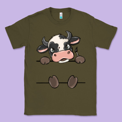 Custom Cow Classic Tee Designed By Maliassmallbusiness