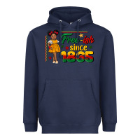 Navy free ish since 1865 black girl peekaboo juneteenth Heavyweight Hoodie - CowGirlArtShop