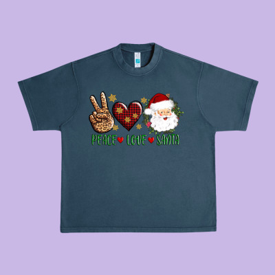 Peace Love Santa Urban Heavy Tee Designed By Adodesignshop