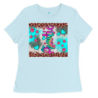 Baby Blue auntie leopard turquoise Ladies Tee - JahusDesignShop
