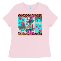 Bubblegum Pink auntie leopard turquoise Ladies Tee - JahusDesignShop