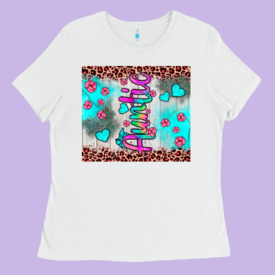 Auntie Leopard Turquoise Ladies Tee Designed By Jahusdesignshop