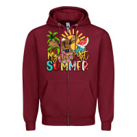 Burgundy My first summer baby cow Zipper Hoodie - NancyCooperArtShop