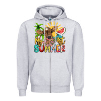 Heather Grey My first summer baby cow Zipper Hoodie - NancyCooperArtShop