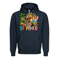 Navy My first summer baby cow Zipper Hoodie - NancyCooperArtShop