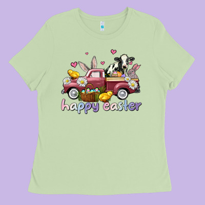 Happy Easter Trucks Ladies Tee Designed By Adodesignshop