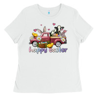 White happy easter trucks Ladies Tee - AdoDesignShop