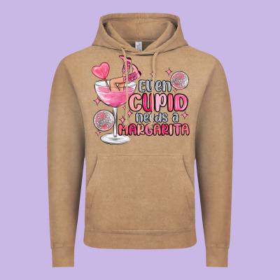 Even Cupid Needs A Margarita Vintage Hoodie Designed By Maliassmallbusiness