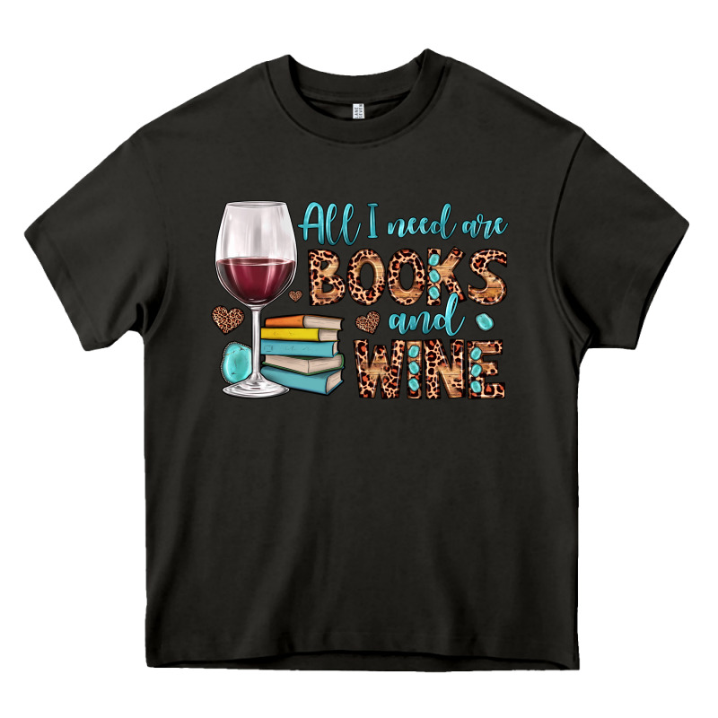 All I Need Are Books And Wine Heavy Core Tee by JahusDesignShop | Teevron