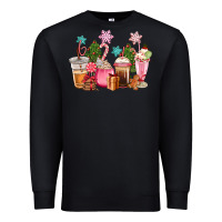 Black pink christmas coffe cups Premium Sweatshirt - CowGirlArtShop