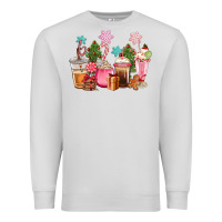 Dove Grey pink christmas coffe cups Premium Sweatshirt - CowGirlArtShop
