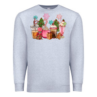 Heather Grey pink christmas coffe cups Premium Sweatshirt - CowGirlArtShop
