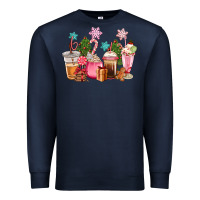 Navy pink christmas coffe cups Premium Sweatshirt - CowGirlArtShop