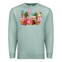 Seafoam pink christmas coffe cups Premium Sweatshirt - CowGirlArtShop