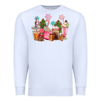 White pink christmas coffe cups Premium Sweatshirt - CowGirlArtShop