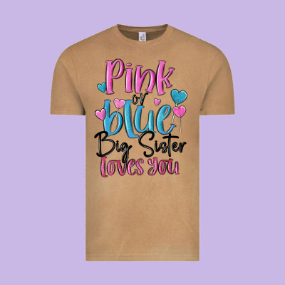 Pink Or Blue Big Sister Loves You Vintage Tee Designed By Maliassmallbusiness