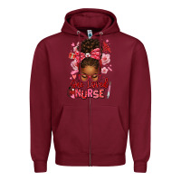 Burgundy one loved nurse afro messy bun Zipper Hoodie - texasbilliewilder