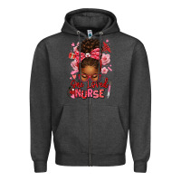 Charcoal Heather one loved nurse afro messy bun Zipper Hoodie - texasbilliewilder