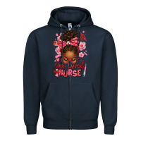 Navy one loved nurse afro messy bun Zipper Hoodie - texasbilliewilder
