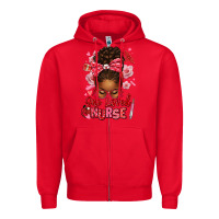 Red one loved nurse afro messy bun Zipper Hoodie - texasbilliewilder