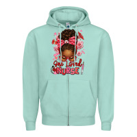 Seafoam one loved nurse afro messy bun Zipper Hoodie - texasbilliewilder