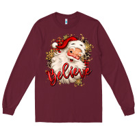 Burgundy believe christmas santa claus Long Sleeve Tee - MaliasSmallBusiness