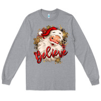 Heather Grey believe christmas santa claus Long Sleeve Tee - MaliasSmallBusiness