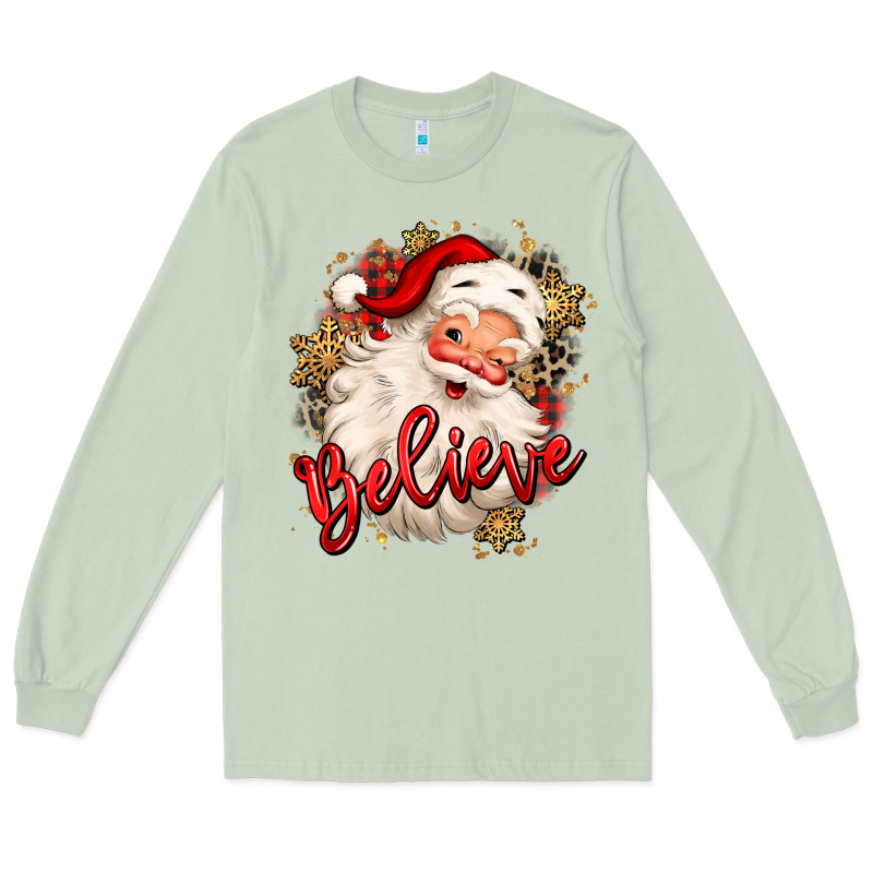 Believe Christmas Santa Claus Long Sleeve Tee by MaliasSmallBusiness | Teevron