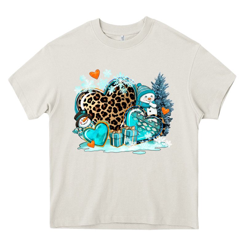 Winter Hearts With Snowmans Heavy Core Tee by AdoDesignShop | Teevron