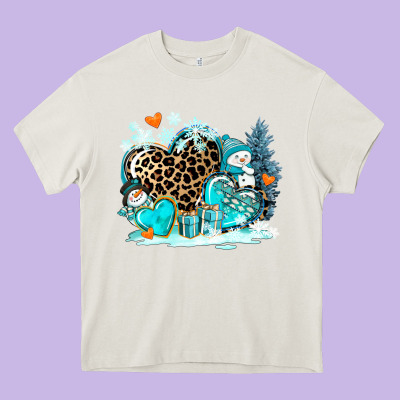 Winter Hearts With Snowmans Heavy Core Tee Designed By Adodesignshop