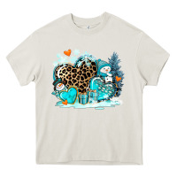 Cream winter hearts with snowmans Heavy Core Tee - AdoDesignShop