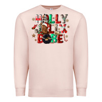 Pale Pink holly jolly babe Premium Sweatshirt - CowGirlArtShop