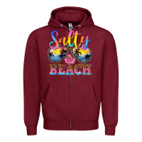 Burgundy Salty beach Zipper Hoodie - NancyCooperArtShop