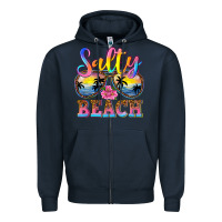 Navy Salty beach Zipper Hoodie - NancyCooperArtShop