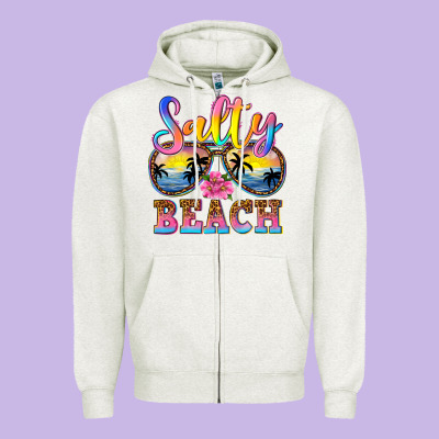 Salty Beach Zipper Hoodie Designed By Nancycooperartshop