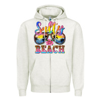 Oatmeal Heather Salty beach Zipper Hoodie - NancyCooperArtShop