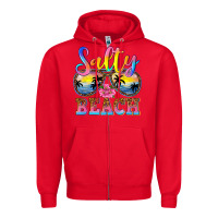 Red Salty beach Zipper Hoodie - NancyCooperArtShop
