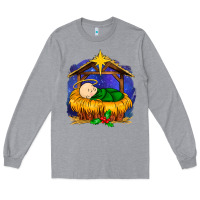 Heather Grey baby jesus Long Sleeve Tee - MaliasSmallBusiness